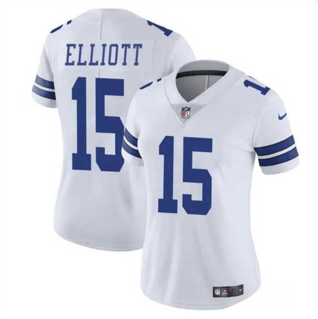 Womens Dallas Cowboys #15 Ezekiel Elliott White Vapor Limited Football Stitched Jersey Dzhi